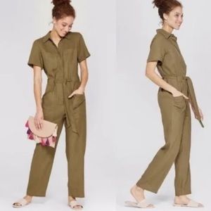 A New Day (Target) Olive Green Utility Jumpsuit Size Small